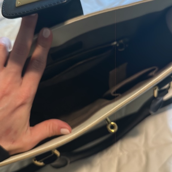 J Crew Ivory & Black Leather Edie Attaché Tote Two Tone Handbag & Dustbag NWT - Picture 5 of 5